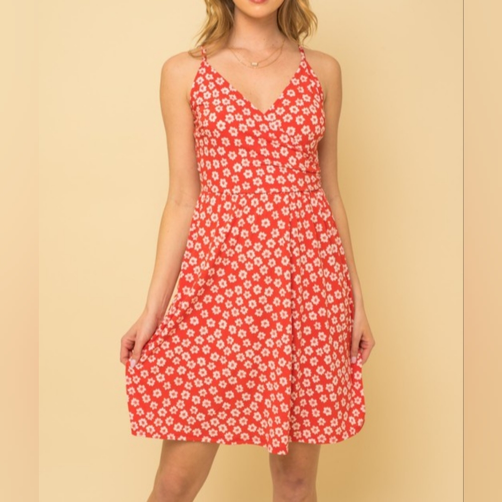 Floral Red Dress